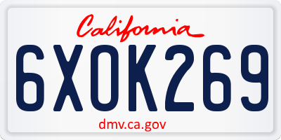 CA license plate 6XOK269