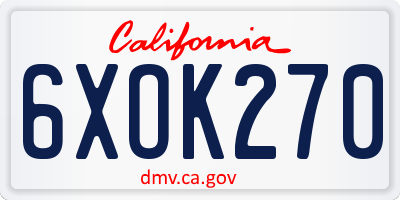 CA license plate 6XOK270