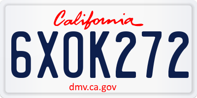 CA license plate 6XOK272