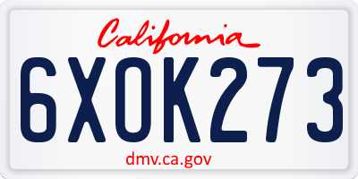 CA license plate 6XOK273