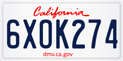CA license plate 6XOK274