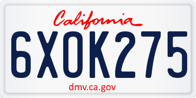CA license plate 6XOK275