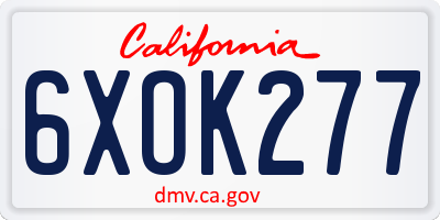 CA license plate 6XOK277