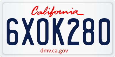 CA license plate 6XOK280