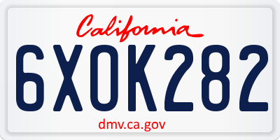 CA license plate 6XOK282