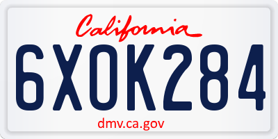 CA license plate 6XOK284