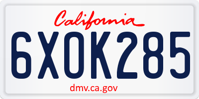 CA license plate 6XOK285