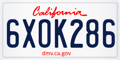 CA license plate 6XOK286