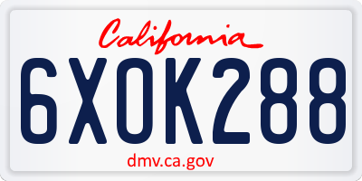 CA license plate 6XOK288