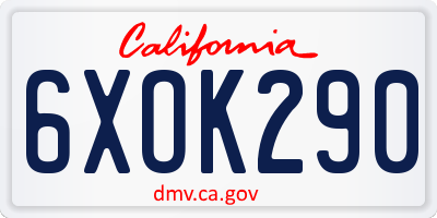 CA license plate 6XOK290