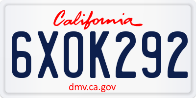 CA license plate 6XOK292