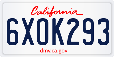 CA license plate 6XOK293