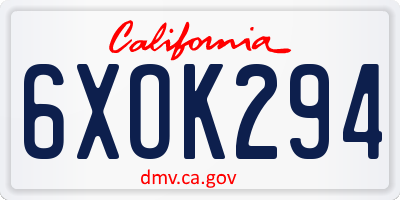 CA license plate 6XOK294