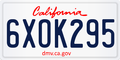 CA license plate 6XOK295