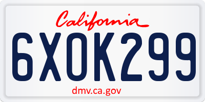 CA license plate 6XOK299