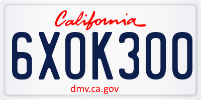 CA license plate 6XOK300