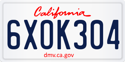 CA license plate 6XOK304