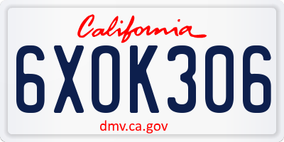 CA license plate 6XOK306