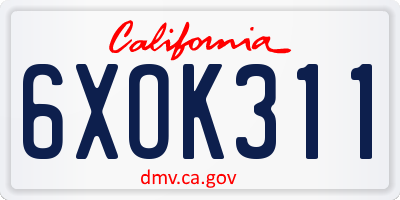 CA license plate 6XOK311