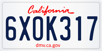 CA license plate 6XOK317