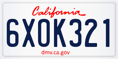 CA license plate 6XOK321