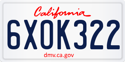 CA license plate 6XOK322