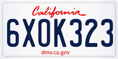 CA license plate 6XOK323