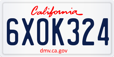 CA license plate 6XOK324