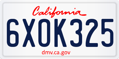 CA license plate 6XOK325