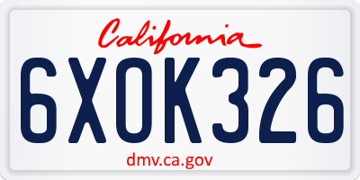 CA license plate 6XOK326