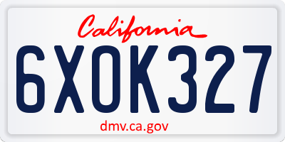 CA license plate 6XOK327