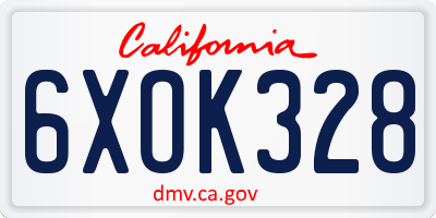 CA license plate 6XOK328