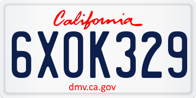 CA license plate 6XOK329