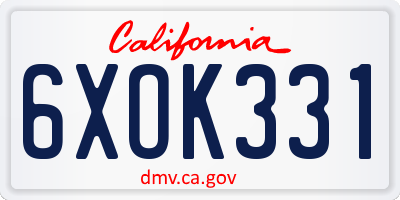 CA license plate 6XOK331