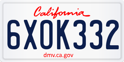 CA license plate 6XOK332