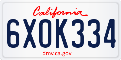 CA license plate 6XOK334