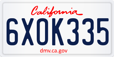CA license plate 6XOK335