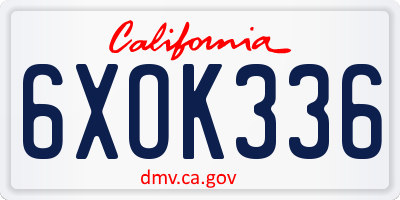 CA license plate 6XOK336