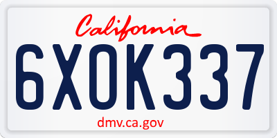 CA license plate 6XOK337
