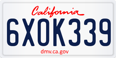 CA license plate 6XOK339