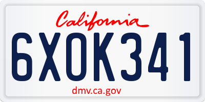CA license plate 6XOK341