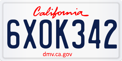 CA license plate 6XOK342