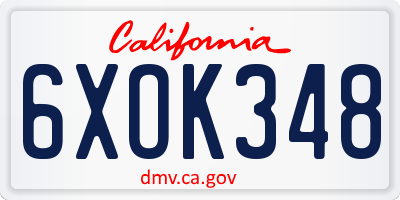 CA license plate 6XOK348