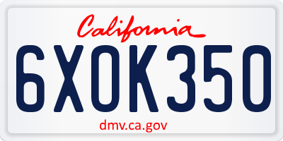 CA license plate 6XOK350