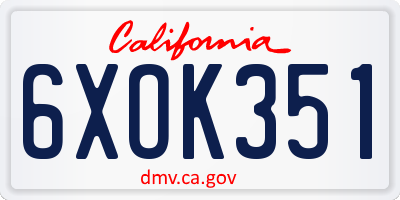 CA license plate 6XOK351