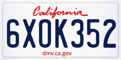 CA license plate 6XOK352