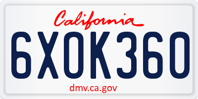 CA license plate 6XOK360