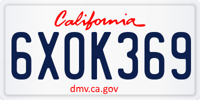 CA license plate 6XOK369