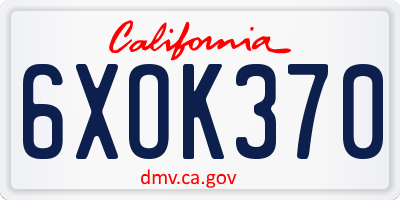 CA license plate 6XOK370