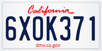 CA license plate 6XOK371